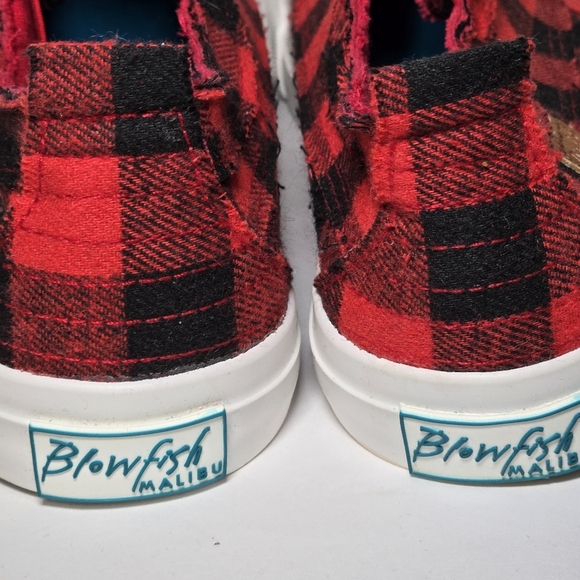 Blowfish Malibu Red and Black Plaid Slip-On 8.5 Womens Sneakers - Picture 7 of 13